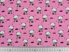 Jerseystoff B�ren mit Schal Wolken, rosa