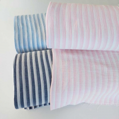Musselin Stoff Double Gauze Baumwollstoff vertikale Streifen, hellblau wei�