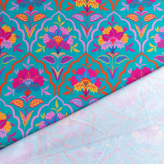 Sweatstoff French Terry Kelchblumen, gelb pink petrol