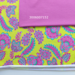 Sweatstoff French Terry Paisleymuster, pink mint limegreen
