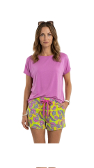 Sweatstoff French Terry Paisleymuster, pink mint limegreen