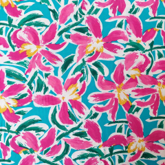 RESTST�CK 50 cm Viskose Jerseystoff Blumen Summer Print weich flie�end, pink petrol