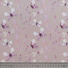 RESTST�CK 36 cm Sweatstoff French Terry Schmetterlinge, hellrosa