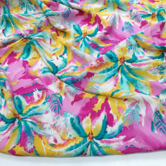 Viskose Stoff Palmen Meterware Webware Sommerlicher Druck- gelb pink mint petrol