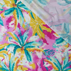 Viskose Stoff Palmen Meterware Webware Sommerlicher Druck- gelb pink mint petrol