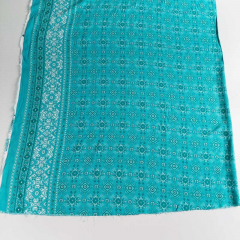 Viskose Stoff Meterware Webware Rauten Federn Boho Style Bord�ren Druck, mint
