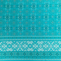 Viskose Stoff Meterware Webware Rauten Federn Boho Style Bord�ren Druck, mint