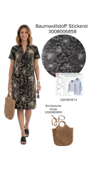 Baumwollstoff schwarz mit Blumen Stickerei