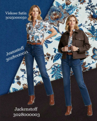 Baumwolljeansstoff mit Stretch uni Denim, mittelblau