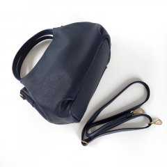 Ledertasche kurze Henkel, gold Schnallen - dunkelblau - Made in Italy