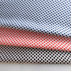 Viskose Satin Stoff Rauten Meterware seidig fein - rot cremewei� - Made in Italy - Deadstock