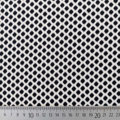 Viskose Satin Stoff Rauten Meterware seidig fein - schwarz cremewei� - Made in Italy - Deadstock