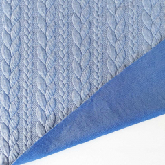 RESTST�CK 50 cm Jacquardjersey Stoff Zopfmuster,�bleu (hellblau)