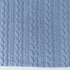 RESTST�CK 50 cm Jacquardjersey Stoff Zopfmuster,�bleu (hellblau)