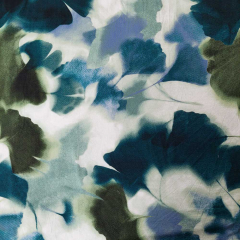 Viskose Jersey Stoff Gingko Bl�tter - dunkelgr�n hellgr�n jeansblau
