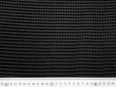 Waffelpiqu� Frottee Stoff uni, schwarz