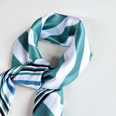 Halstuch Streifen quadratisch Schal Bandana Tuch - mint jeansblau wei�