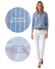 Jeansstoff breite Streifen Denim Stoff Meterware, rot wei� hellblau