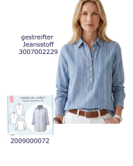 Jeansstoff breite Streifen Denim Stoff Meterware, rot wei� hellblau