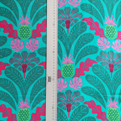 Viskose Stoff Webware Ornamente, pink mint petrol