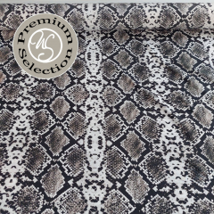 Einzelst�ck 2 m Viskosestoff Schlangenmuster Snake Print- wei� taupe schwarz - Made in Italy