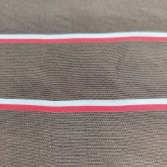 RESTST�CK 75 cm Seide Viskose Stoff schmale Streifen - wei� rot braun - Made in Italy