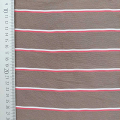RESTST�CK 75 cm Seide Viskose Stoff schmale Streifen - wei� rot braun - Made in Italy