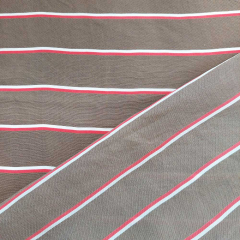 RESTST�CK 75 cm Seide Viskose Stoff schmale Streifen - wei� rot braun - Made in Italy