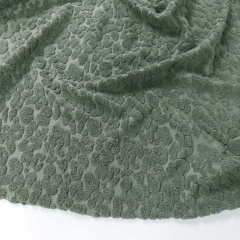 Sweat Frottee Stoff Leopardenmuster, armygr�n