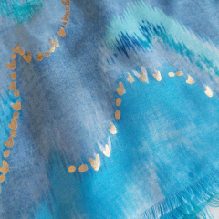 Halstuch Schal Boho Muster, t�rkis Blaut�ne mit goldenen Herzen