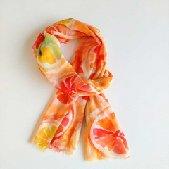 Halstuch Schal Zitronenscheiben, rot orange