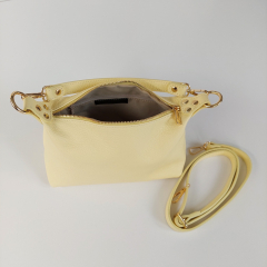 Ledertasche Handtasche klein rechteckig goldene Ringe, Butter Yellow