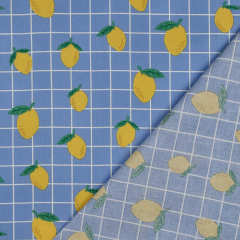 Wasserabweisender Baumwollstoff Zitronen Meterware – beschichtet, Himmelblau