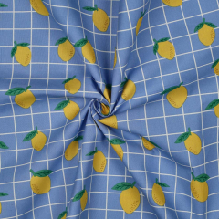 Wasserabweisender Baumwollstoff Zitronen Meterware – beschichtet, Himmelblau
