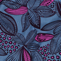 Wasserabweisender Baumwollstoff Dschungel Meterware – beschichtet, Blau Pink