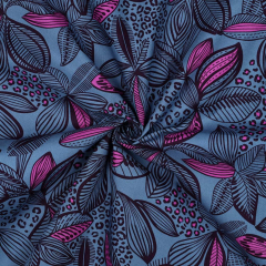 Wasserabweisender Baumwollstoff Dschungel Meterware – beschichtet, Blau Pink