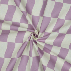 Wasserabweisender Baumwollstoff Retro Wellen Meterware – beschichtet, Wei� Lila