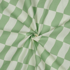 Wasserabweisender Baumwollstoff Retro Wellen Meterware – beschichtet, Wei� Gr�n