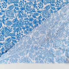 RESTST�CK 35 cm Musselin Stoff blau Blumen - Double Gauze Meterware