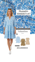 RESTST�CK 35 cm Musselin Stoff blau Blumen - Double Gauze Meterware