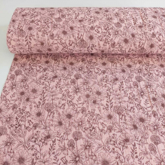Musselin Stoff altrosa Blumen Double Gauze Meterware