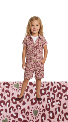 Musselin Stoff Leo Herzen rosa Double Gauze Leopardenmuster Meterware