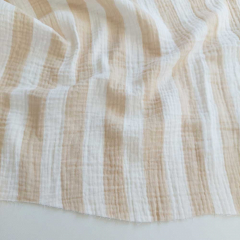 Musselin Stoff Streifen beige wei� Double Gauze Meterware