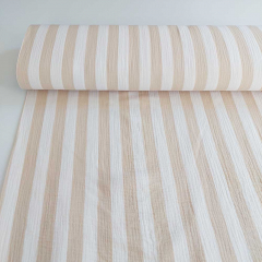 Musselin Stoff Streifen beige wei� Double Gauze Meterware