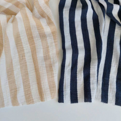 Musselin Stoff Streifen beige wei� Double Gauze Meterware