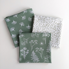 Baumwollstoff Blumen Bl�tter Meterware Salbeigr�n Webware