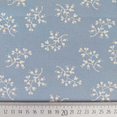 Baumwollstoff Blumenzweige Allover Webware Meterware hellblau (stahlblau)