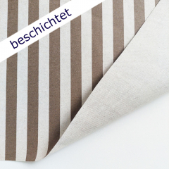 beschichteter Canvas Stoff Streifen Leinen Optik, braun beige