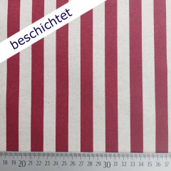 beschichteter Canvas Stoff Streifen Leinen Optik, braun dunkelrot