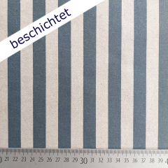 beschichteter Canvas Stoff Streifen Leinen Optik, petrol natur